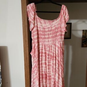 Torrid Pink Tie-Dye Midi Dress